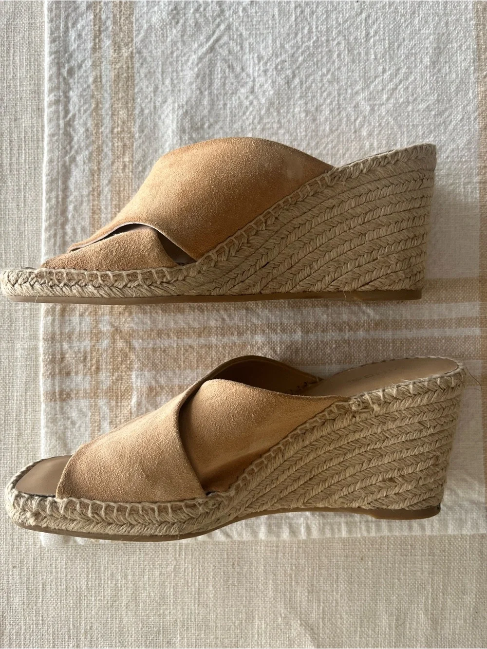 Vince Tan Suede Crisscross Slide Mules